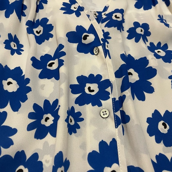 CAbi Blue and White Floral Long Sleeve Blouse - Picture 2 of 6